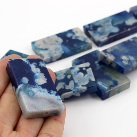 Agat oczkowy niebieski tabliczka prostokąt 50x30mm