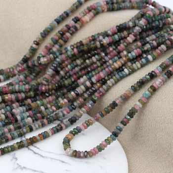 Turmalin wielobarwny oponka fasetowana 4x2mm [sznur 39cm]