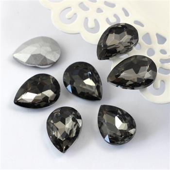 Kaboszon szklany łezka fasetowana black diamond 18x13mm
