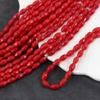 Koral czerwony oliwka fasetowana 8x5mm [sznur 39cm]