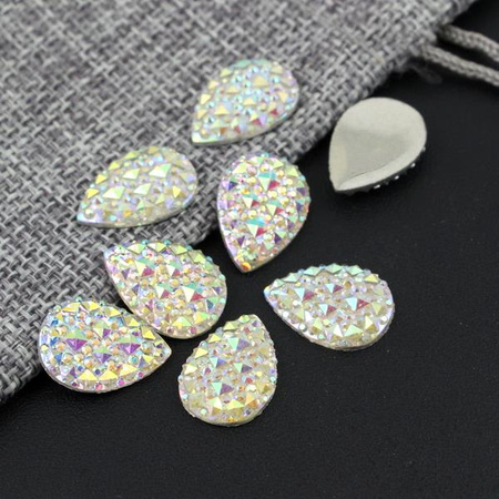 Kaboszon z żywicy druza łezka crystal AB 18x13mm