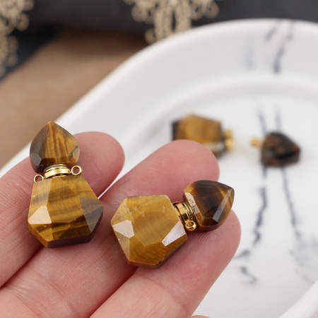 Tygrysie oko zawieszka perfumetka z odkręcanym korkiem 27x16mm