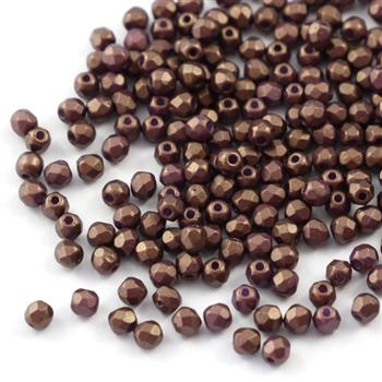 Fire Polish 3mm Gold Shine Saddle Brown [40szt]