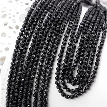 Spinel czarny kula fasetowana 3mm [sznur 39cm]