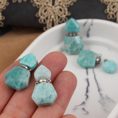 Amazonit zawieszka perfumetka z odkręcanym korkiem 27x17mm