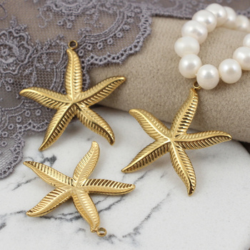 Zawieszka rozgwiazda stal szlachetna pozłacana 30mm