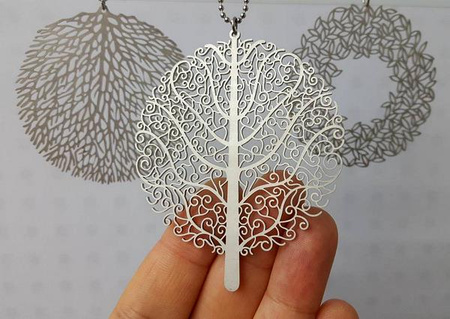 Zawieszka ażurowa złota drzewo stal szlachetna Gold 60mm