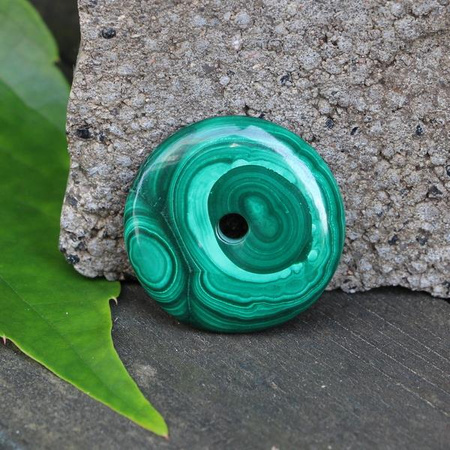 Zawieszka malachit naturalny donut 36mm