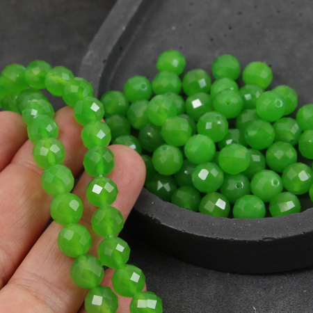 Agat brazylijski kula fasetowana limonkowa 8mm