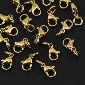 Zapięcie karabińczyk stal szlachetna pozłacana +OG 9mm