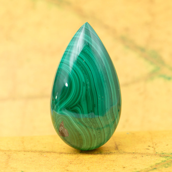 Kaboszon malachit łezka 34x19mm