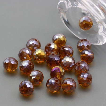 Kryształek szklany kula fasetowana koniakowy 10mm