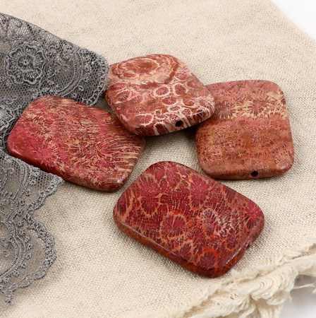 Koral fossil prostokąt 40x30mm