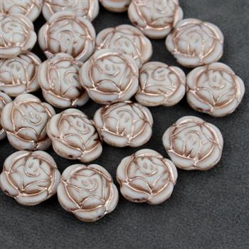 Rose Beads White Matte Light Pink Patina 16mm [1szt]