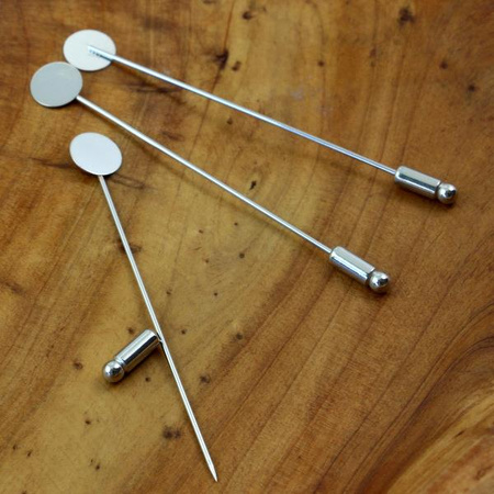 Baza broszki srebrna z talerzykiem 10x75mm