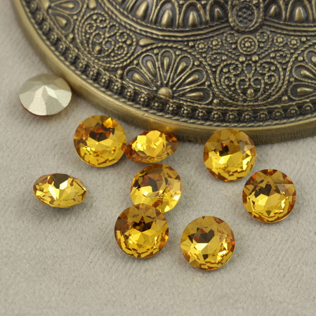 Kaboszon szklany moneta stożkowa fasetowana chaton Topaz 10mm