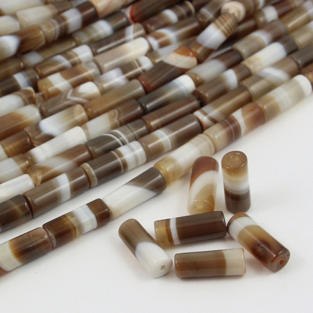 Agat pasiasty brązowy walec 20x8mm