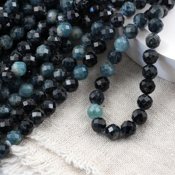 Turmalin niebieski kula fasetowana 6mm [sznur 39cm]