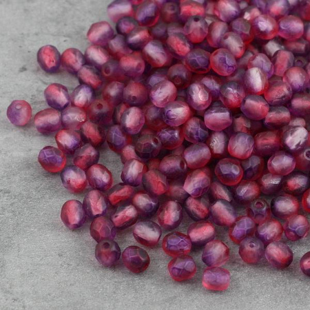 Fire Polish 4mm Crystal Red Violet Two Tone Matte [20szt]
