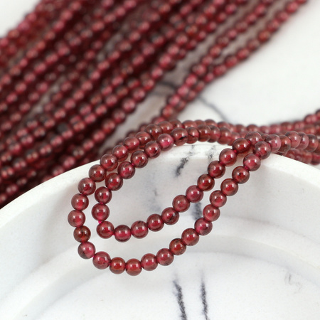 Granat kula gładka 3mm [sznur 50cm]