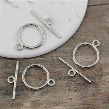 Zapięcie metalowe przekładane toggle srebrne 14mm