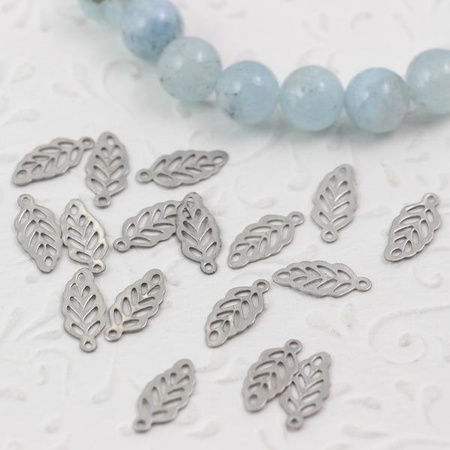 Zawieszka liść ażurowy stal szlachetna 12x6mm