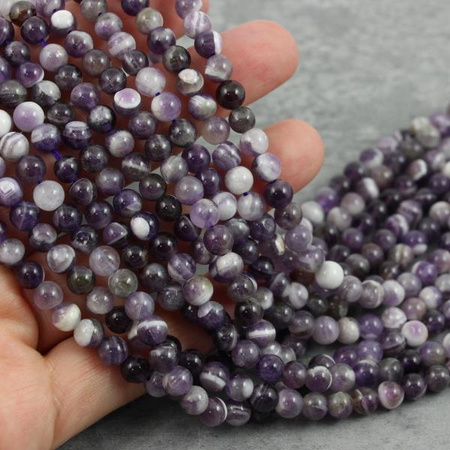 Ametyst chevron kula gładka 6mm