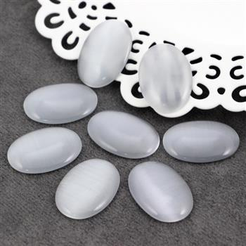 Kaboszon kocie oko owal szary 25x18mm