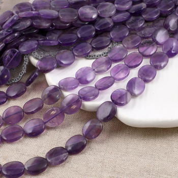 Ametyst owal gładki 12x10mm [sznur 40cm]