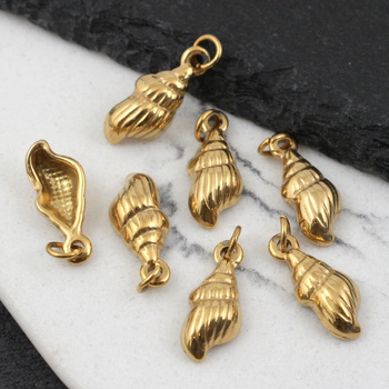 Zawieszka muszla stal szlachetna pozłacana 18x8mm