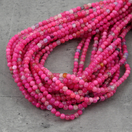 Agat różowy kula gładka 4mm [sznur 35cm]