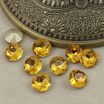 Kaboszon szklany moneta stożkowa fasetowana chaton Topaz 10mm