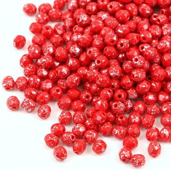 Fire Polish 4mm Opaque Red Silver Splash [20szt]