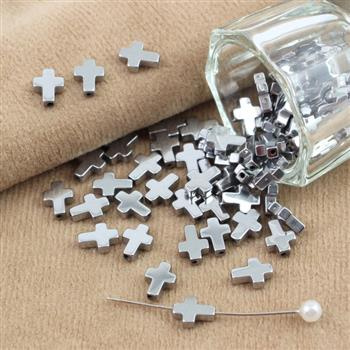 Hematyt krzyżyk srebrny 8x6mm