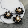 Element ozdobny kwiatek kryształkowy czarny z perełką 20mm