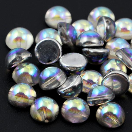 Dome Bead półkula 10x6mm Crystal Silver Rainbow