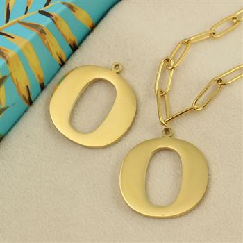 Zawieszka stal szlachetna pozłacana 25mm litera O