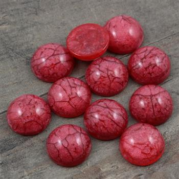 Kaboszon z żywicy moneta crackle czerwona 16mm