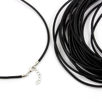 Baza naszyjnika z zapięciem czarny rzemień 3mm - 50+5cm