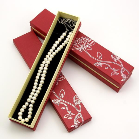 Pudełko ozdobne podłużne czerwone "LOTOS" 22x5cm