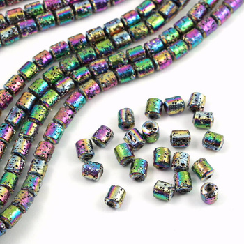 Lawa wulkaniczna platerowana fioletowo-zielony wałek 8x7mm