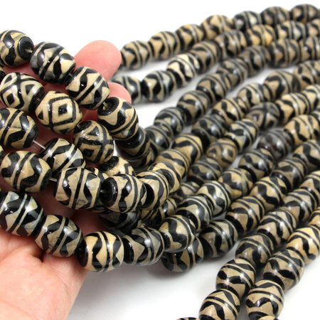 Agat tybetański etno beczka 15x14mm