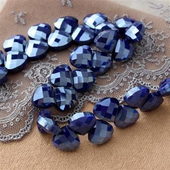 Kryształek szklany łezka fasetowana kobaltowa 13x12mm [4szt]