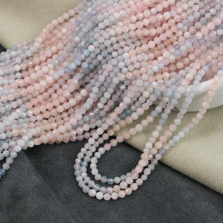 Morganit pastelowy kula fasetowana 3,5mm [sznur 39cm]