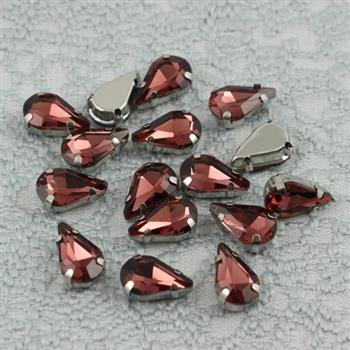 Kaboszon w oprawie łezka fasetowana amethyst 13x8mm