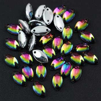 Kaboszon akrylowy jelly tęczowe wrzeciono 10x5mm [10szt]