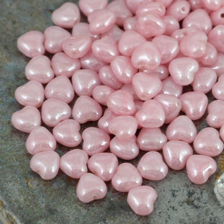 Heart Beads Light Pink Luster 6mm [20szt]