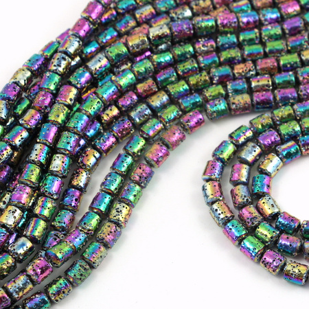 Lawa wulkaniczna platerowana fioletowo-zielony wałek 8x7mm