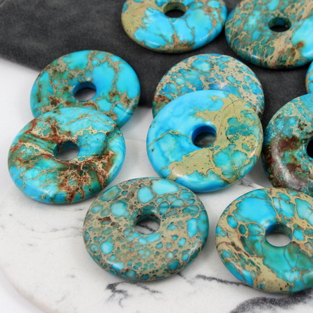 Zawieszka jaspis lazurowe wybrzeże donut niebieski 40mm