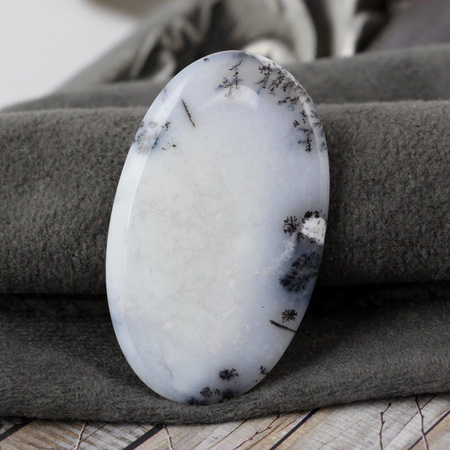 Kaboszon agat dendrytowy owal 50x30mm